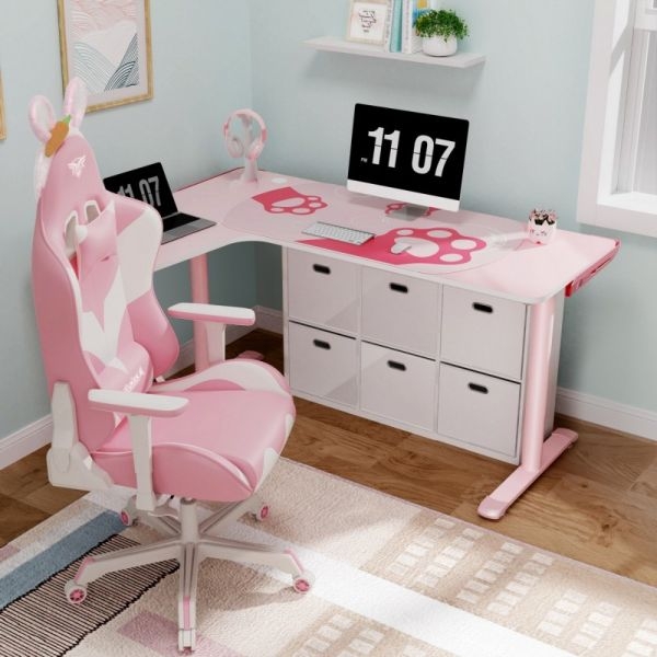 Стол письменный (для компьютера) угловой EUREKA ERK-L60R-PK-V2 (правый), розовый