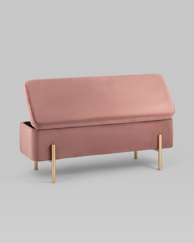 Банкетка Болейн с ящиком велюр Розовый