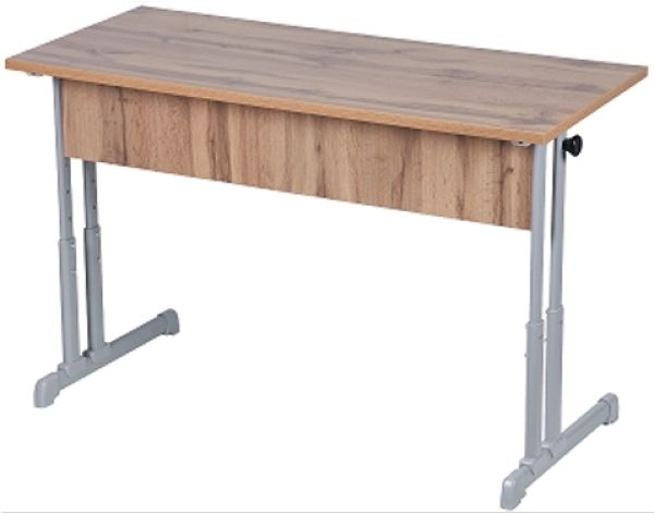 Парта двухместная с прямыми углами (рост 3-7) Клен Танзау/Металл Серый