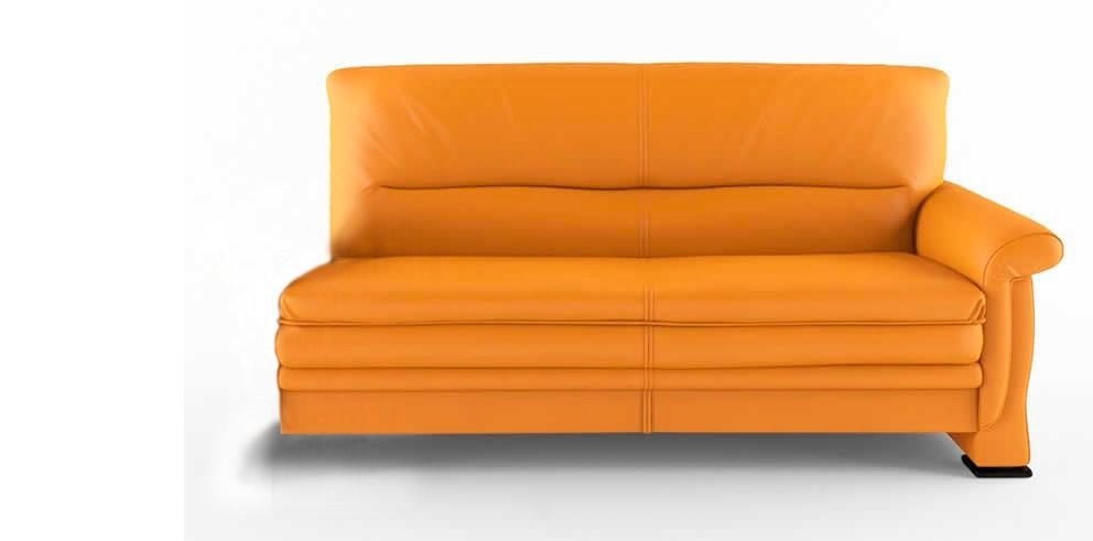 Секция трехместная с левым подлокотником Мальта бук 3Б Оранжевая (кожа)