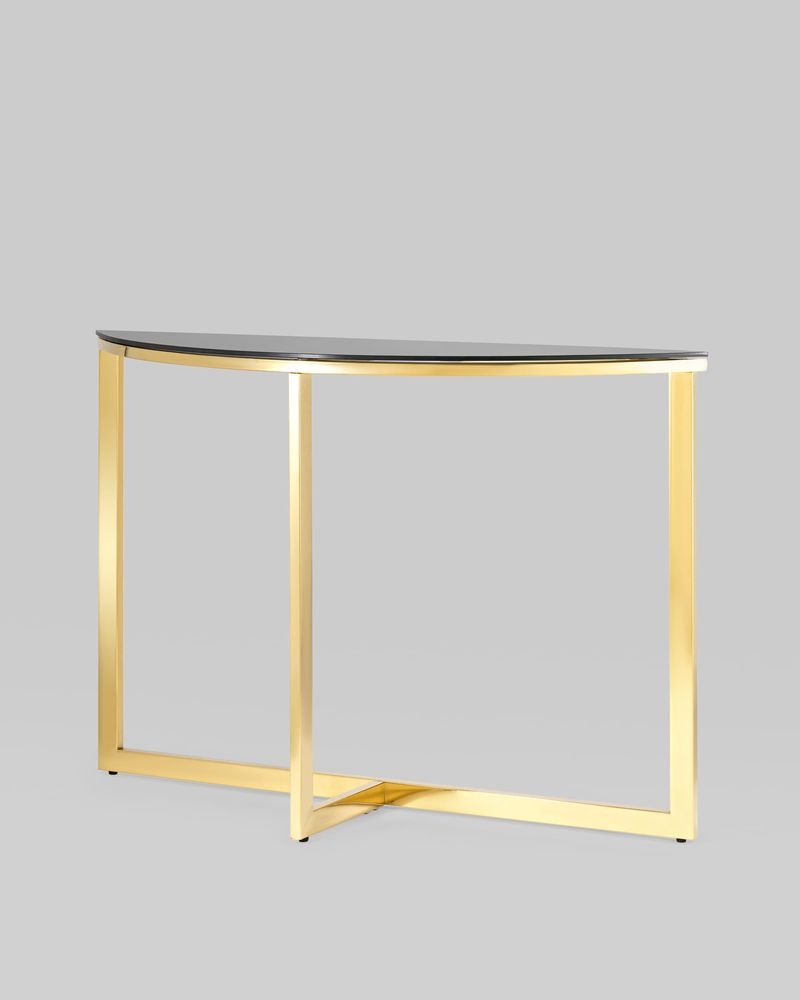 Консоль полукруглая АЛЬБА 115x30 Золото (стекло черное)