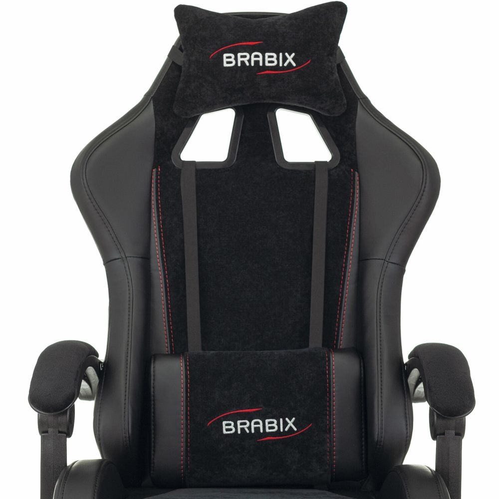 Кресло компьютерное БРАБИКС Стрикер ГМ-121 экокожа/велюр Черное / BRABIX Striker GM-121