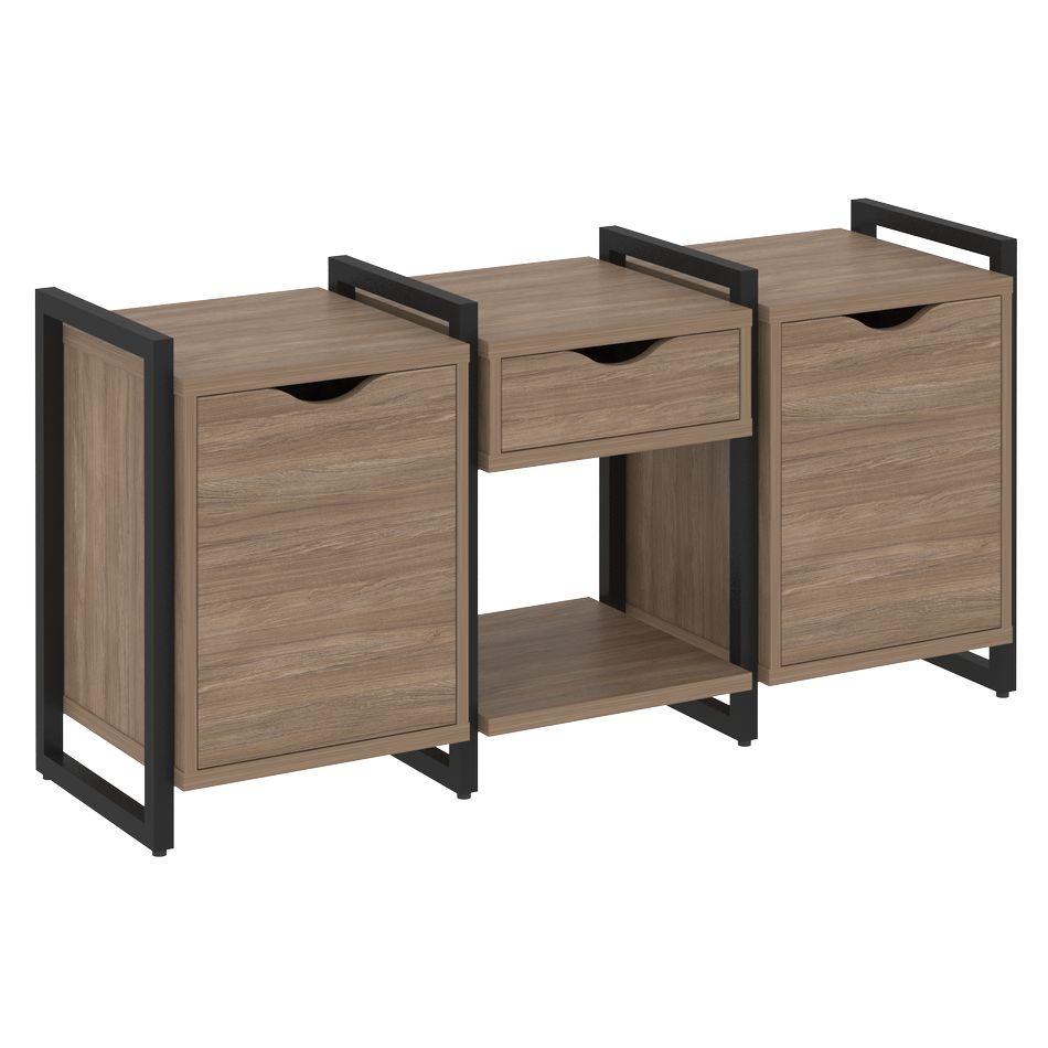 Тумба на регулируемых опорах наборная. Вариант №7 LOFT VR.L-TN-7.O Металл черный Дуб Аризона