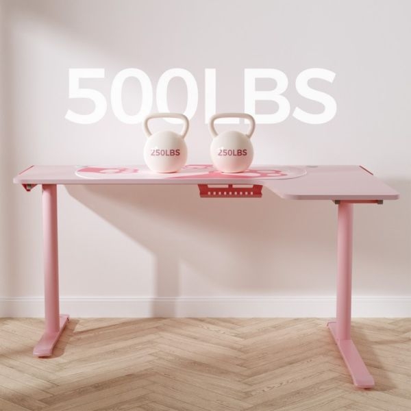 Стол письменный (для компьютера) угловой EUREKA ERK-L60R-PK-V2 (правый), розовый