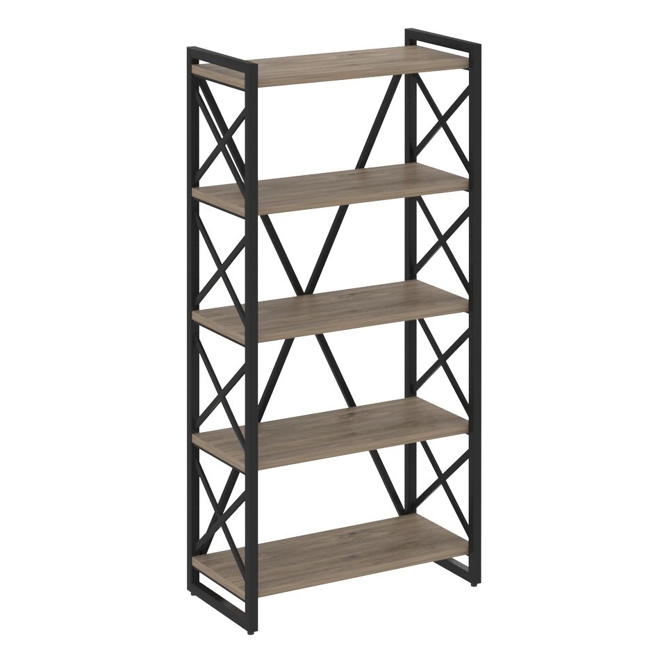 Стеллаж на регулируемых опорах - 5 полок LOFT VR.L-MST.O-5.8 Металл черный Тиквуд темный