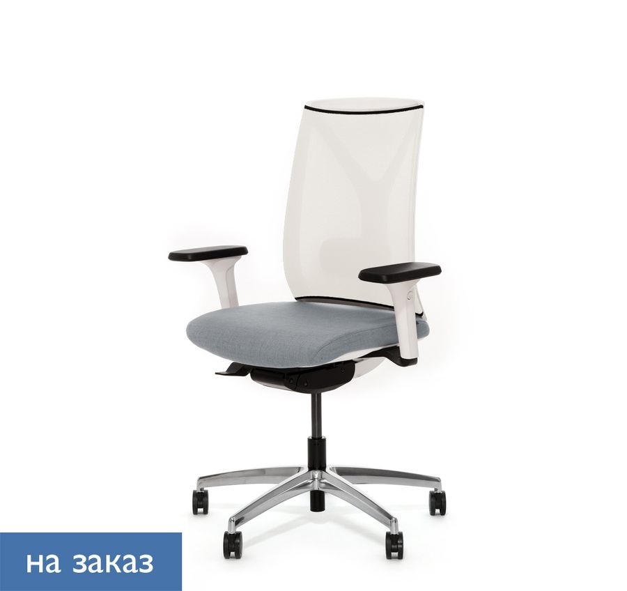 Кресло ДИОН В Меш В 870 4ДВ алум ДЖаде9502 Серый Белый Хром / DION W Mesh W 4DW alum Jade9502