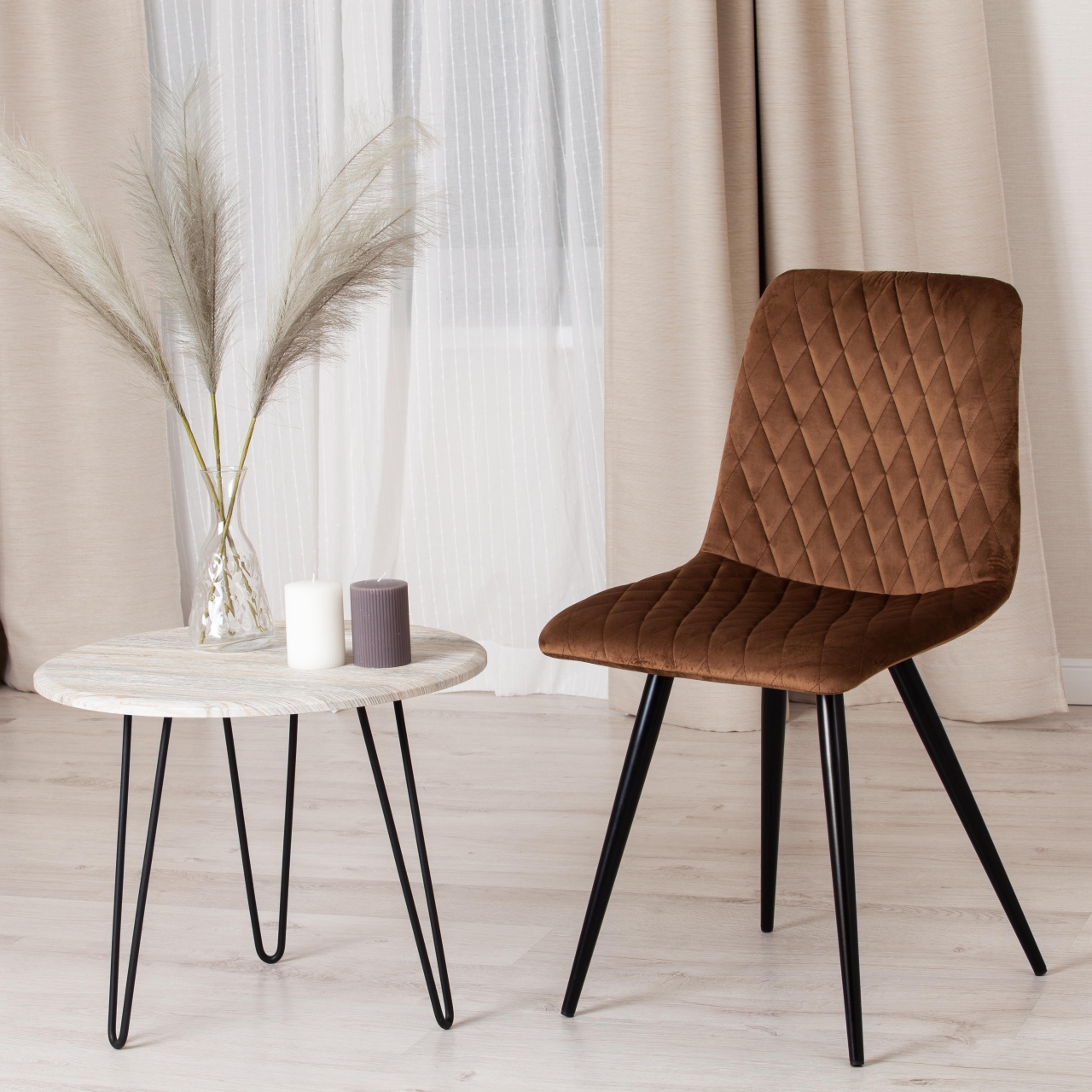 Стул CHILLY X (mod. 7096) ткань/металл, 45x53х88 см, высота до сиденья 50 см, коричневый barkhat 11/черный