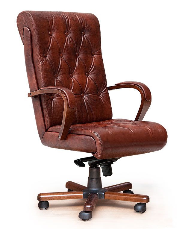 Кресло с высокой спинкой на крестовине Роял D100 Рыжее