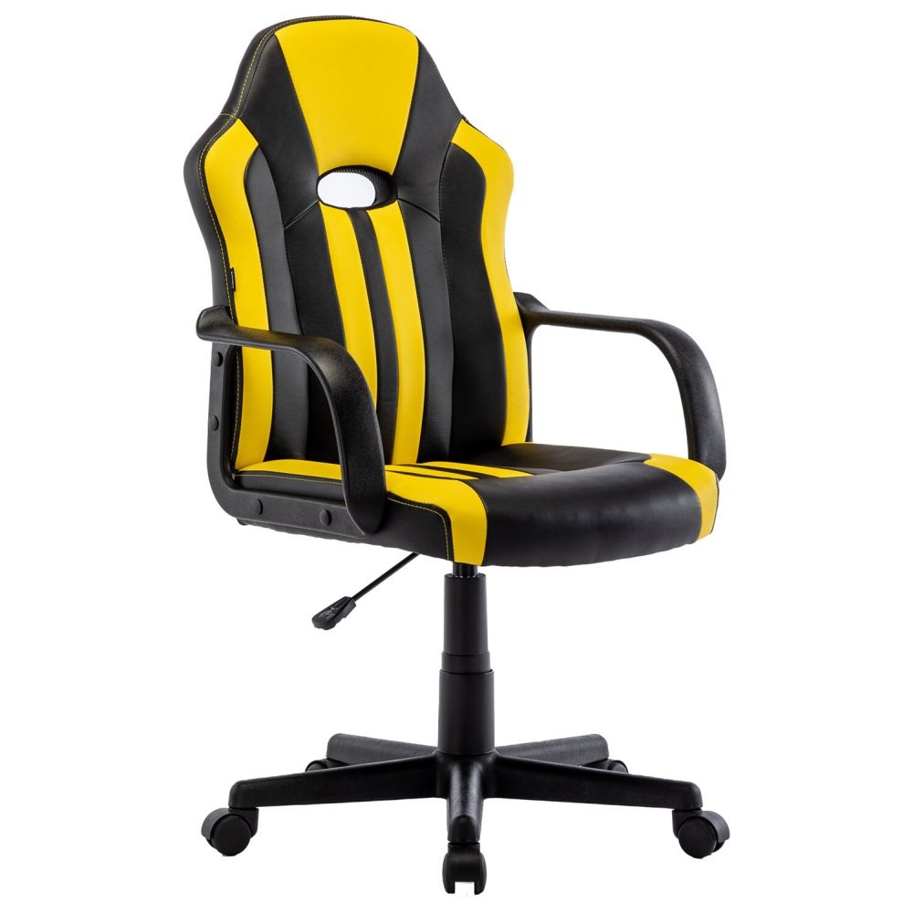 Кресло компьютерное БРАБИКС Стрипе ГМ-202 экокожа Черный-желтый / BRABIX Stripe GM-202
