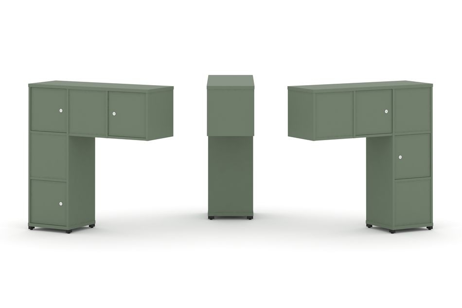 Надставка на стол низкая двухсторонняя + задняя стенка (5 шт.) + распашной фасад (5 шт.) CONCEPT CN.DNN-007 Кобо Черный металл