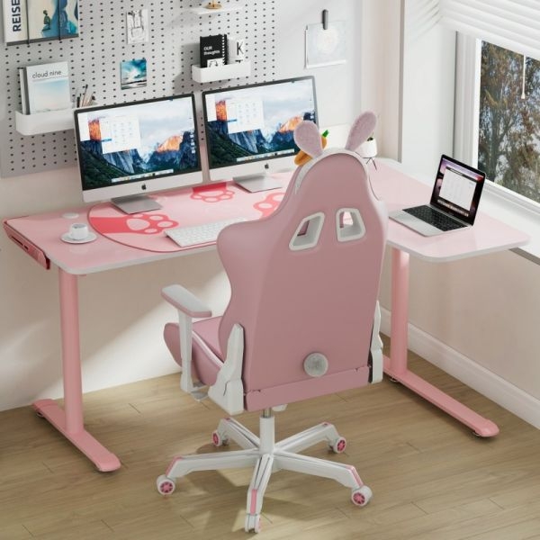 Стол письменный (для компьютера) угловой EUREKA ERK-L60R-PK-V2 (правый), розовый