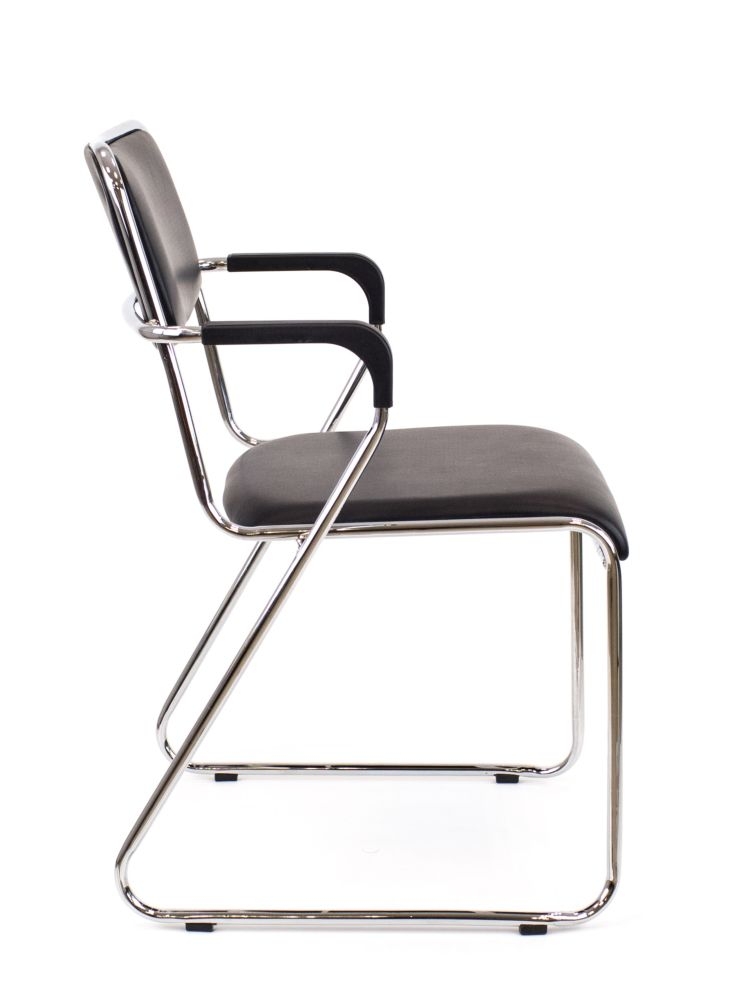 Кресло для посетителей Everprof Fix Plus Chrome экокожа Черный