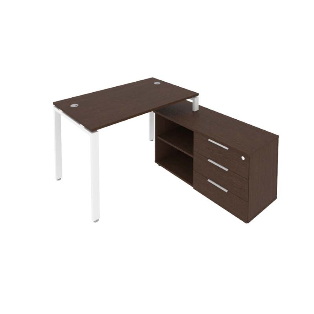 Рабочая станция на П-образном м/к с опорной тумбой правая Metal System БП.РС-СТС-2.2 Пр Венге/Белый