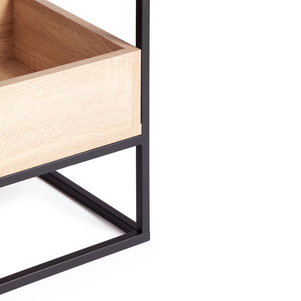 Журнальный стол Eclipse ЛДСП 16мм, стекло 4мм, металл 15x15мм, 60*60*46 см, Сонома/черный