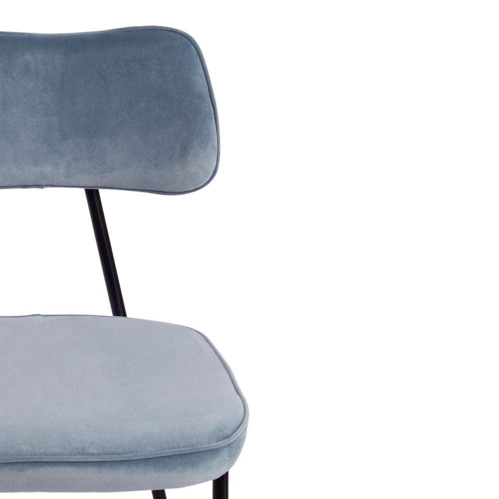 Стул SILVIA (mod. 0139124) / 1 шт. в упаковке металл/вельвет, 46,5х59х82,5 см, голубой S108 (SILVER BLUE 74)/черный