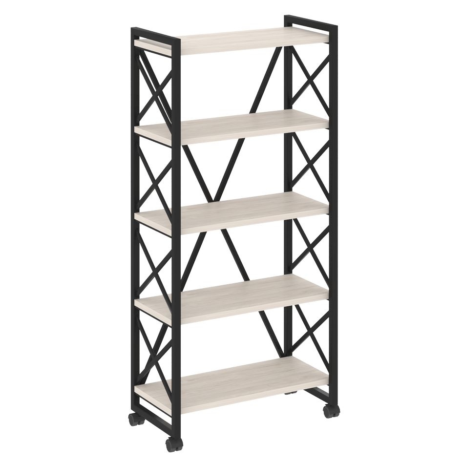 Стеллаж на колесных опорах - 5 полок LOFT VR.L-MST.K-5.8 Металл черный Денвер светлый