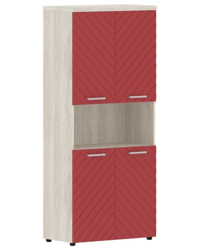 Шкаф с 2-мя комплектами глухих малых дверей и топом Torr LUX TLHC 85.4 Сосна Эдмонд Красный