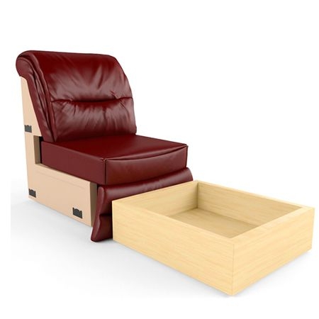 Кресельная секция без подлокотников с ящиком Вавилон 1АЯ Красно-коричневая (кожа)