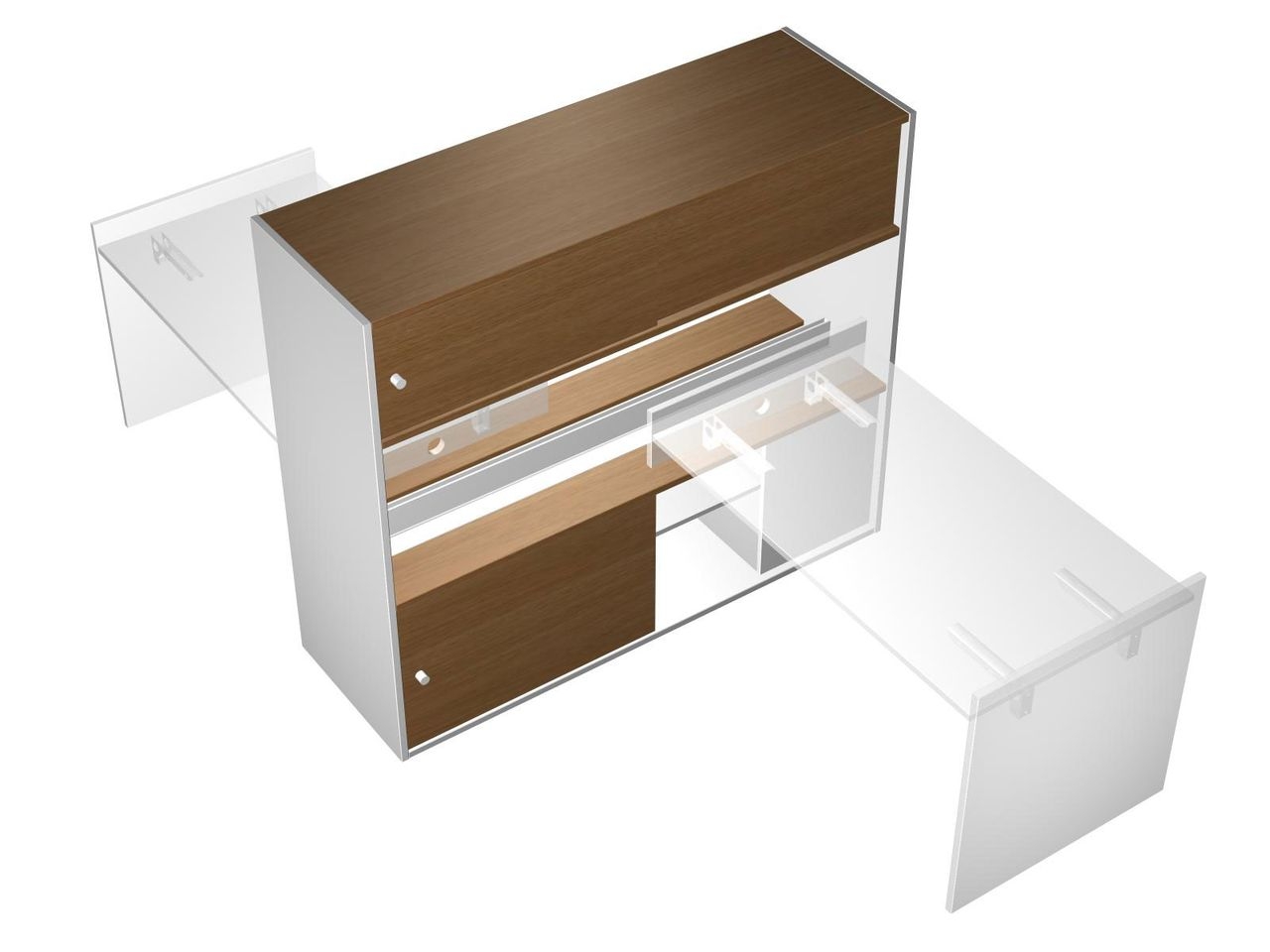 Тумба опорная 180 с ProSystem и надстройкой-купе Profiquadro КВ 2009 БН Орех ногаро/белый премиум