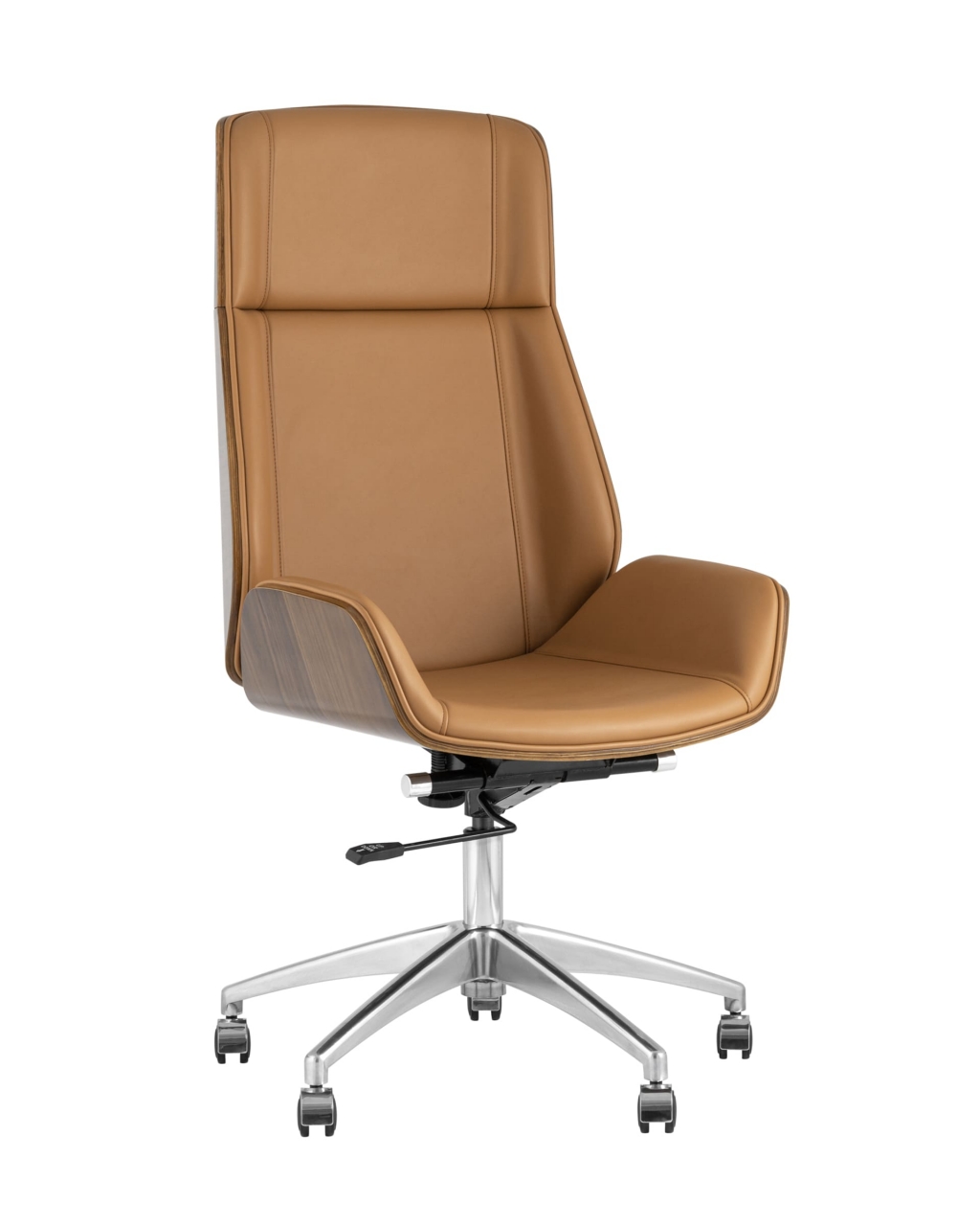Кресло руководителя ТопЧаирс Cровн экокожа Коричневое / TopChairs Crown