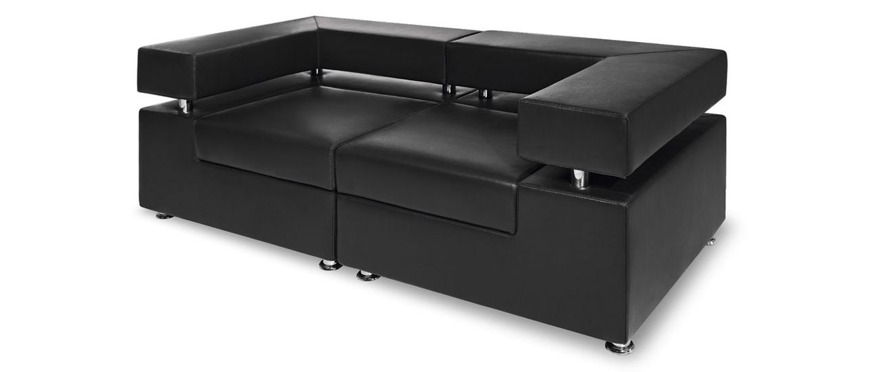 Диван модульный Прага 02 Черный (кожа)