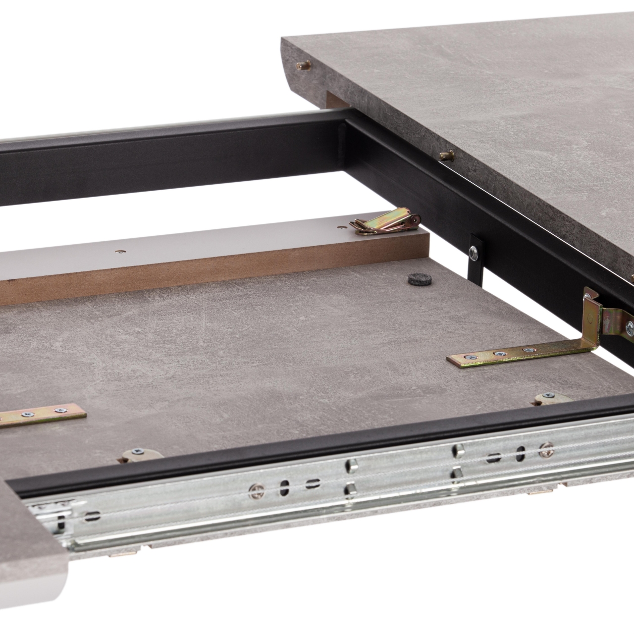 Стол обеденный NELSON МДФ/ЛДСП/металл, 128-170х80х75 см, Бетон/Черный