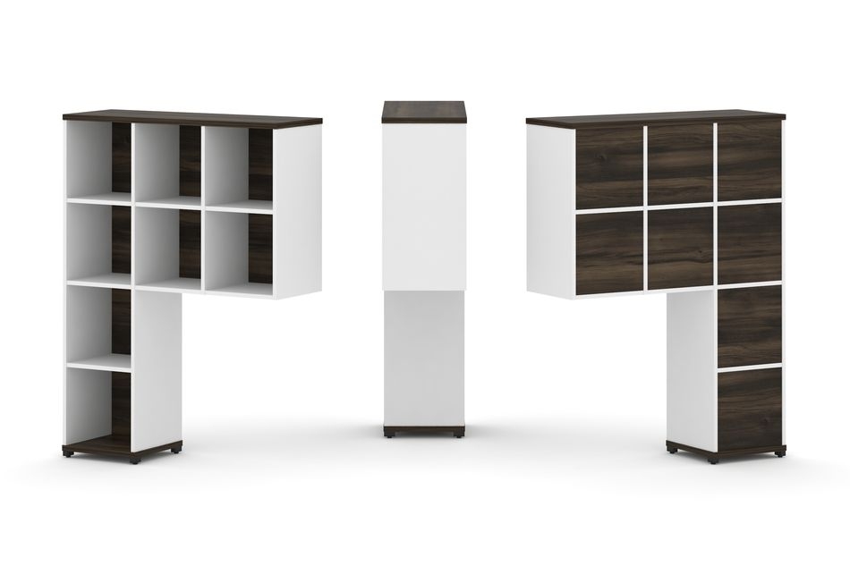 Надставка на стол высокая односторонняя + задняя стенка (8 шт.) CONCEPT CN.ONV-001 Дуб Мали Белый бриллиант Черный металл