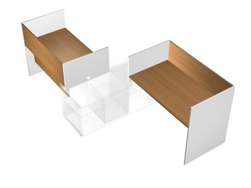 Рабочая станция без тумб левая Profiquadro КВ 1514 БН Орех ногаро/белый премиум