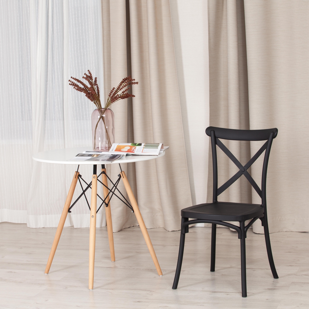 Стул CROSS (mod. PL24) пластик, 48 х 58 х 89 см, Black (черный) 05