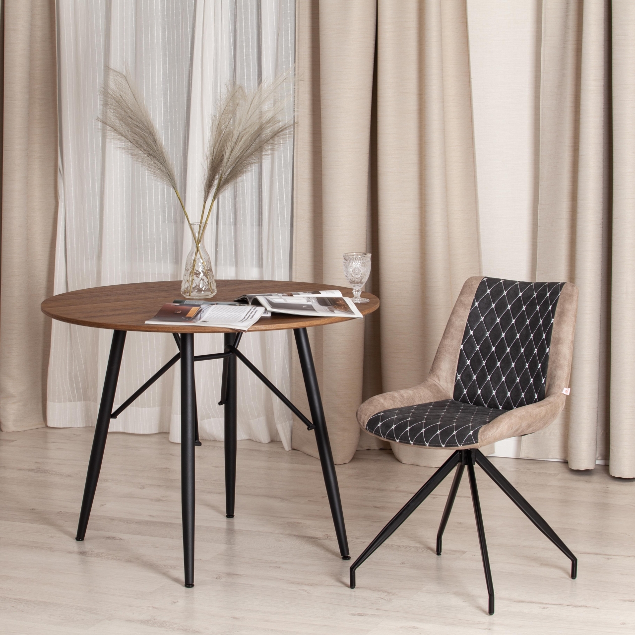 Стул KELT ( mod. 8799 ) металл,ткань наппа, 50 х 60 х 84 х 49,5 см, черный/коричневый