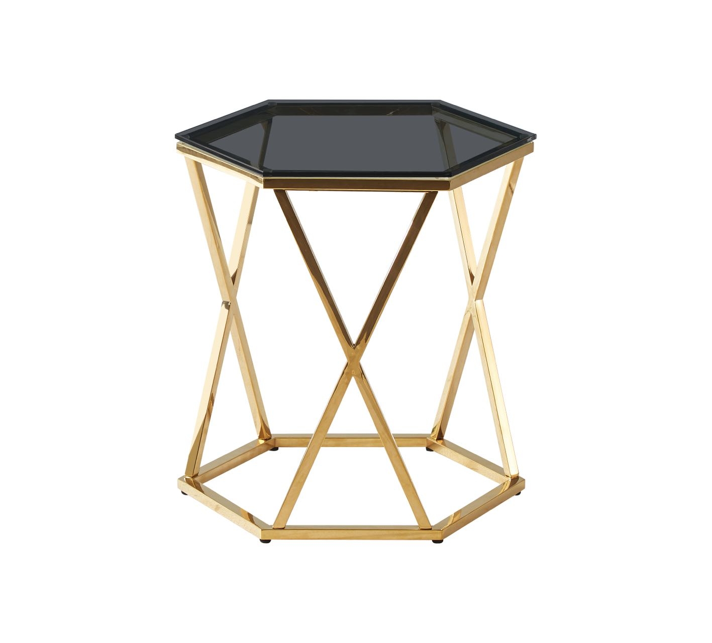 Журнальный столик Круз 48*42 стекло smoke сталь Золото