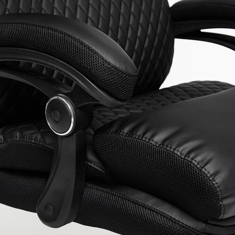 Кресло CHIEF кож/зам/ткань, черный/черный стеганный/черный, 36-6/36-6/11