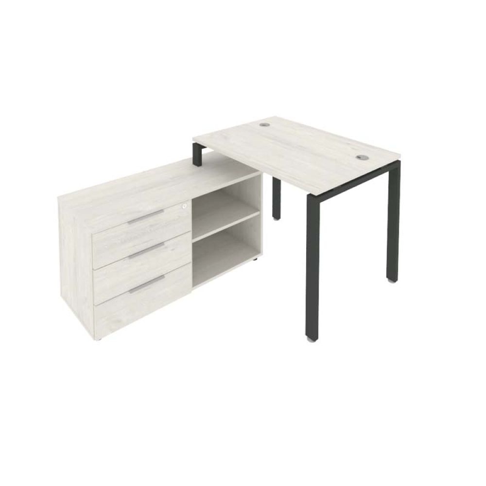 Рабочая станция на П-образном м/к с опорной тумбой левая Metal System Б.РС-СТС-2.1 Л Наварра/Антрацит