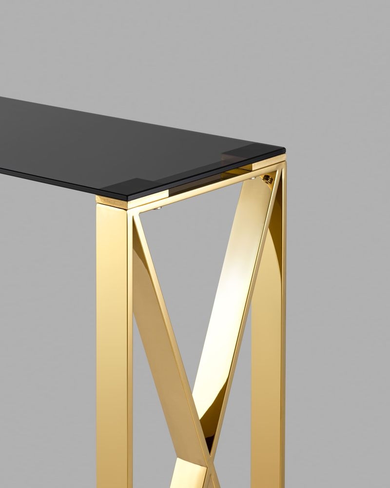 Консоль КРОСС 115x30 Золото (стекло smoke)