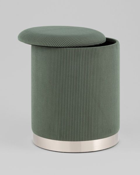Пуф Эмили с ящиком серебро вельвет зеленый