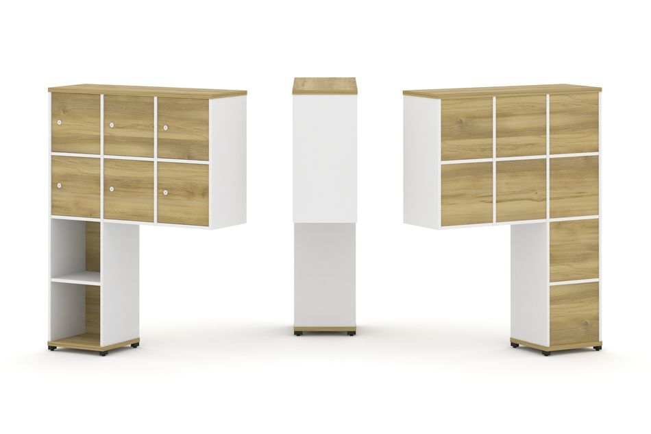 Надставка на стол высокая односторонняя + задняя стенка (8 шт.) + распашной фасад (6 шт.) CONCEPT CN.ONV-008 Дуб Винченцо Белый бриллиант Черный металл