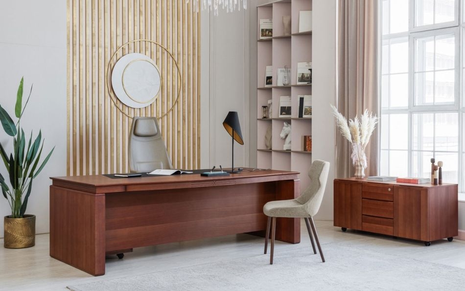 Стол письменный закругленный LAGO 105 104 WALM/SC BLACK Итальянский орех Черный