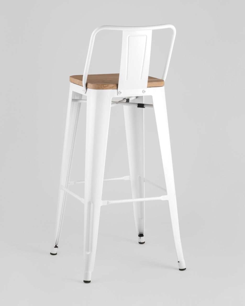 Стул барный Tolix Wood 75.5  со спинкой Белый