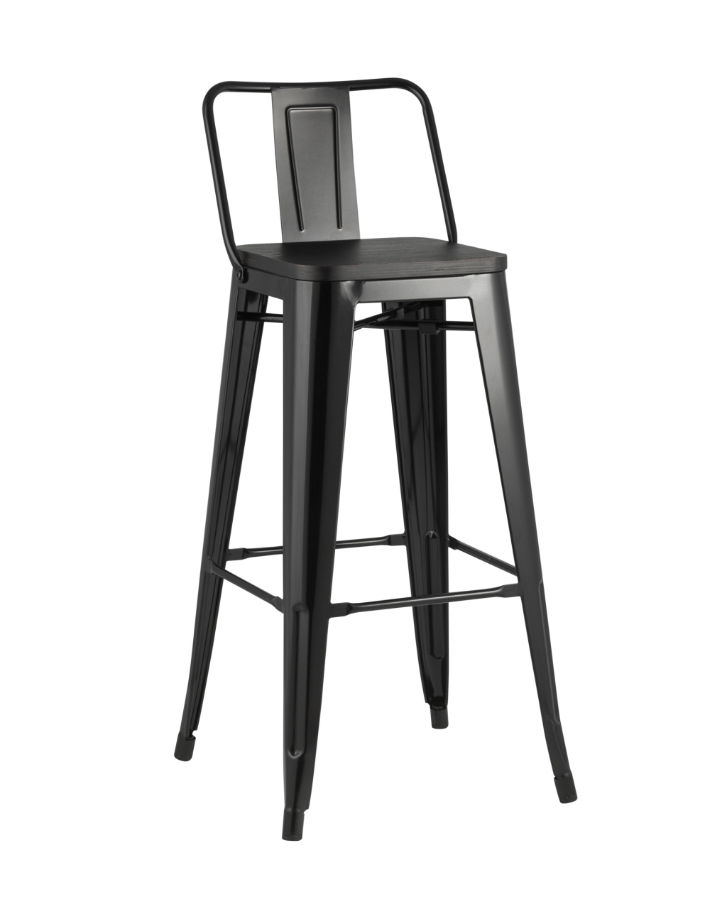 Стул барный Tolix Wood 75.5  со спинкой Черный