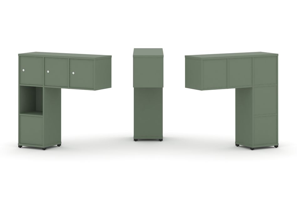 Надставка на стол низкая односторонняя + задняя стенка (5 шт.) + блок с 1-м ящиком (1 шт.) + распашной фасад (3 шт.) CONCEPT CN.ONN-006 Кобо Черный металл