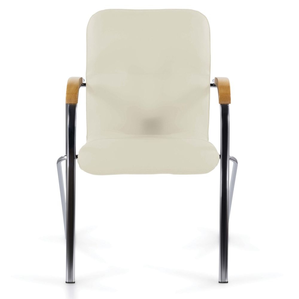 Кресло для приемных BRABIX Samba CF-105 BOX-2 хром каркас накладки бук, кожзам Бежевый