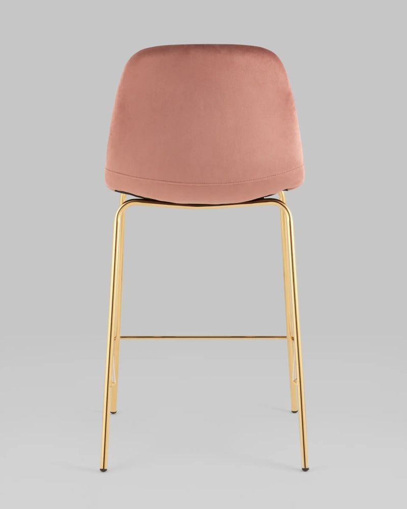 Стул полубарный Валенсия SN велюр Розовый золотые ножки