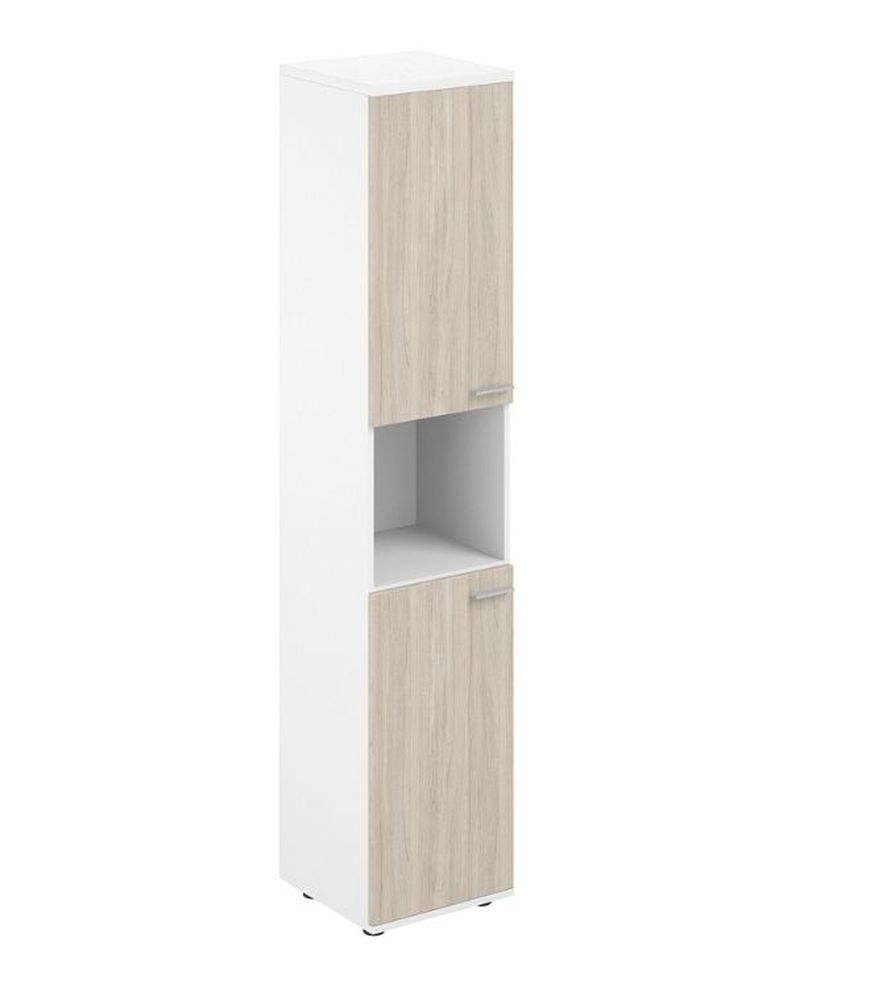 Шкаф высокий левый с нишей Sigma SG.866.WH.OL.OL.L Белый Дуб светлый