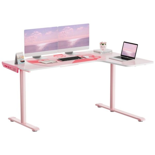 Стол письменный (для компьютера) угловой EUREKA ERK-L60R-PK-V2 (правый), розовый