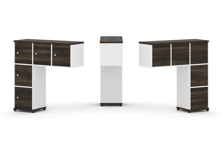 Надставка на стол низкая односторонняя + задняя стенка (5 шт.) + распашной фасад (5 шт.) CONCEPT CN.ONN-007 Дуб Мали Белый бриллиант Черный металл