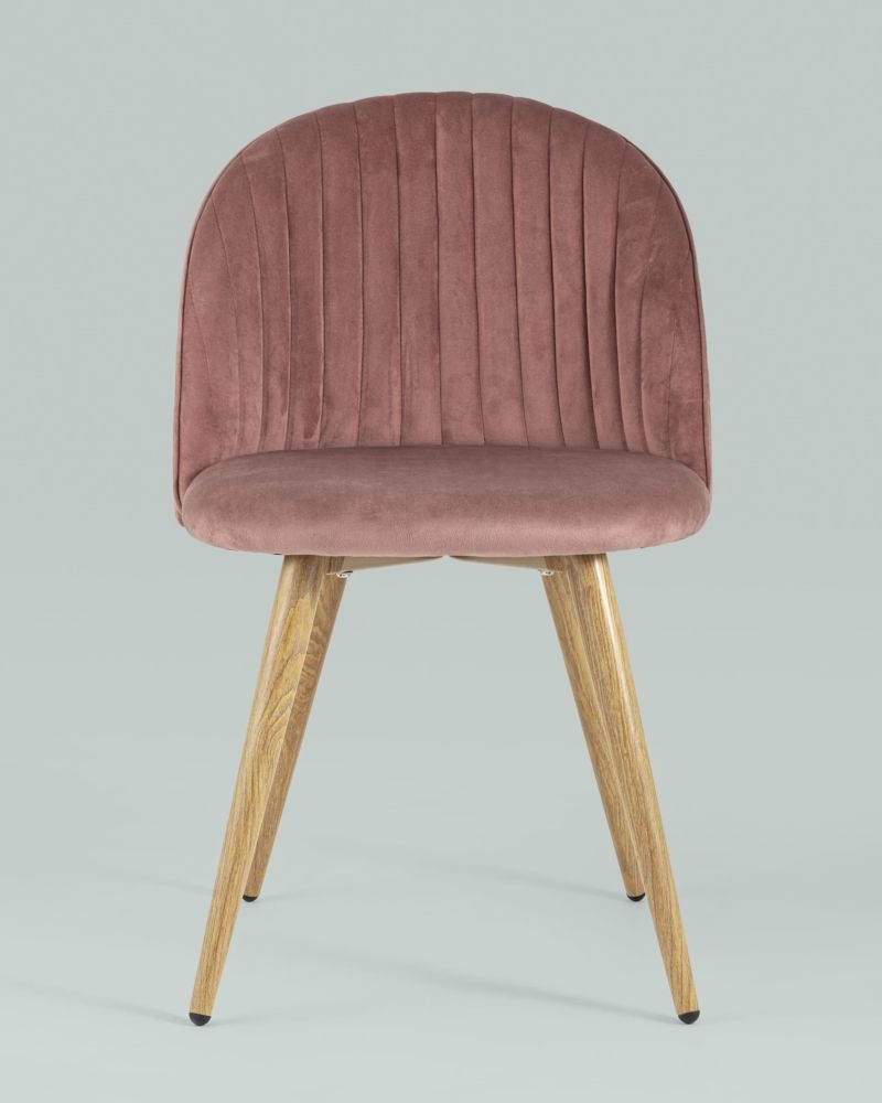 Обеденная группа стол Target 80x80, 4 стула Лион Страйпс велюр Розовый