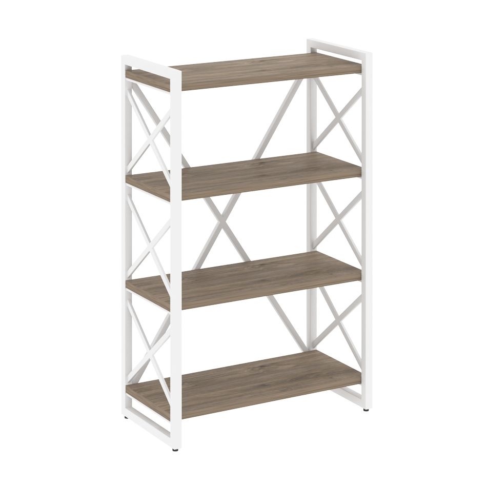 Стеллаж на регулируемых опорах - 4 полки LOFT VR.L-MST.O-4.8 Металл белый Тиквуд темный