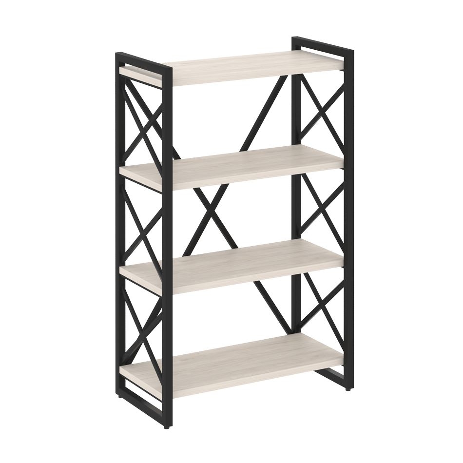 Стеллаж на регулируемых опорах - 4 полки LOFT VR.L-MST.O-4.8 Металл черный Денвер светлый