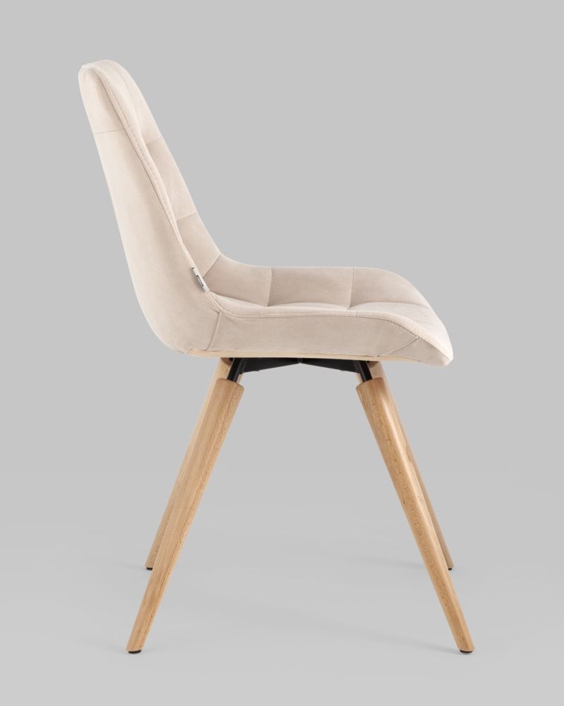 Стул Флекс на деревянных ножках велюр Бежевый