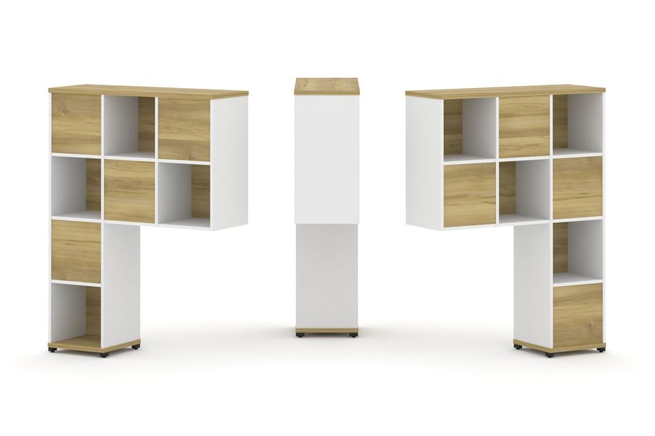 Надставка на стол высокая двухсторонняя + задняя стенка (8 шт.) CONCEPT CN.DNV-001 Дуб Винченцо Белый бриллиант Черный металл